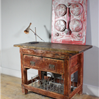 Vintage Red Wooden Table