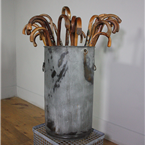 Walking Sticks in Galvanised Bin