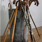 Walking Sticks in Galvanised Bin