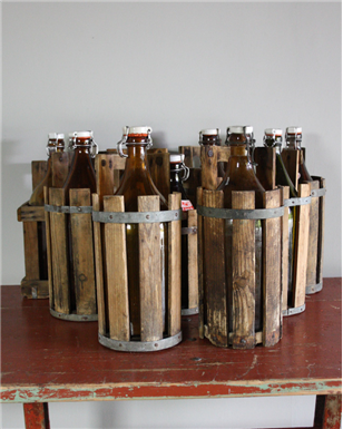 Danish Beer Bottles in Wooden Crates.