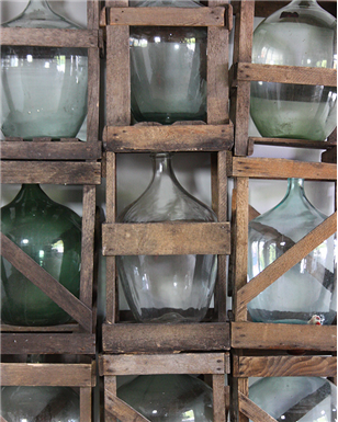 wooden crated wine bottles