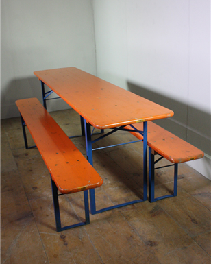 German Beer Festival Tables and Benches (Orange top with green legs) Oktoberfest 200cm