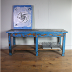 metal Topped Blue Table