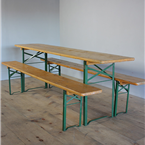 yellow beer table and bench sets