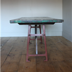industral red metal legged table